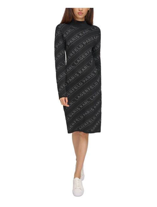 KARL LAGERFELD PARIS Women's Logo-Print Sweater Dress