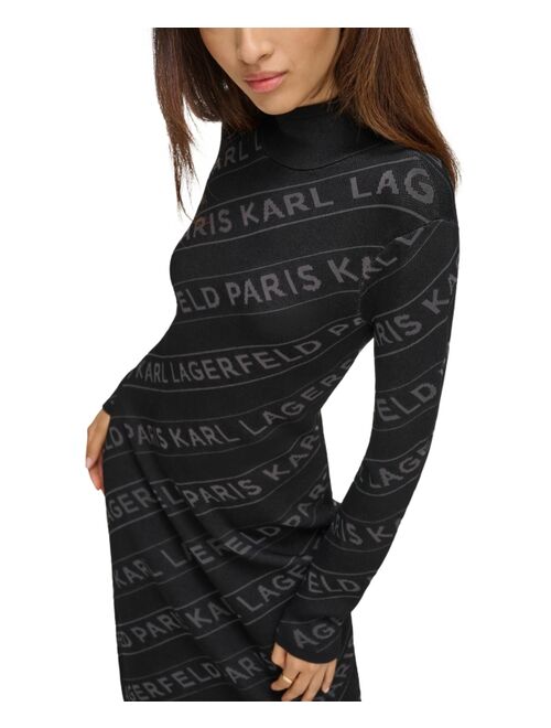 KARL LAGERFELD PARIS Women's Logo-Print Sweater Dress