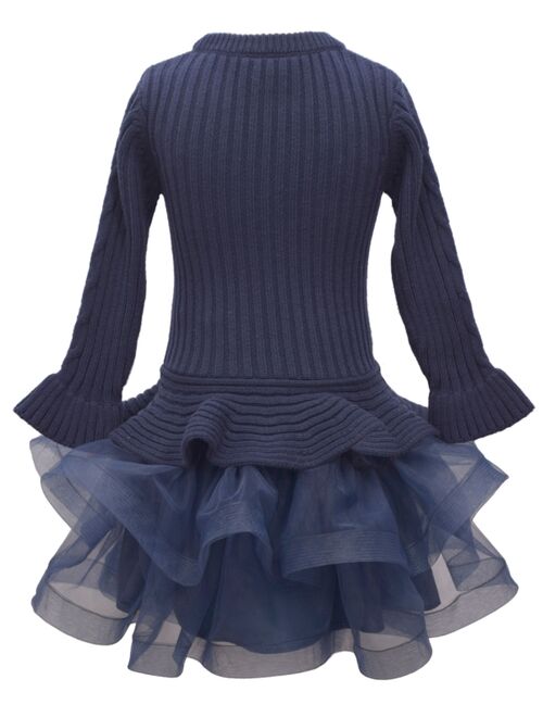 Bonnie Jean Big Girls Long Sleeved Cable Knit Sweater Dress