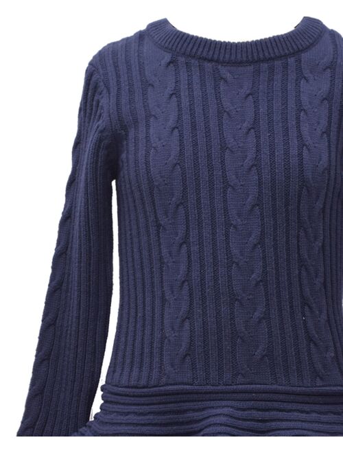 Bonnie Jean Big Girls Long Sleeved Cable Knit Sweater Dress