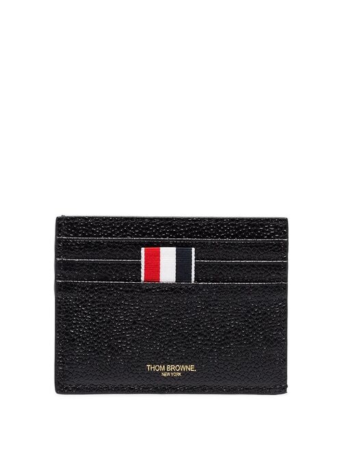 Thom Browne Card Holder With Note Compartment In Black Pebble Grain