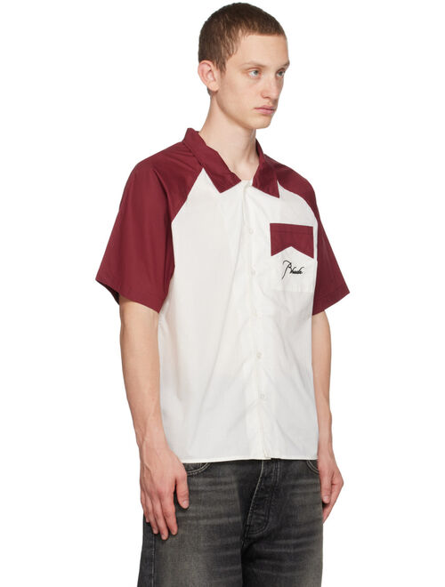 RHUDE Off-White & Burgundy Raglan Sleeve Shirt