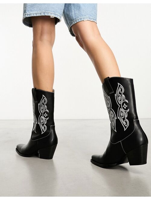 Monki western boots in black