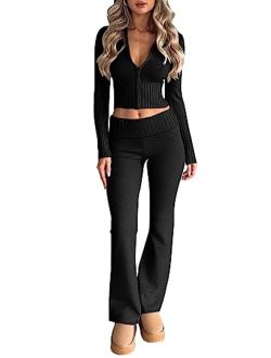 LILLUSORY 2 Piece Outfits For Women 2023 Casual Trendy Slim Fit Hooded Sweater Lounge Sets