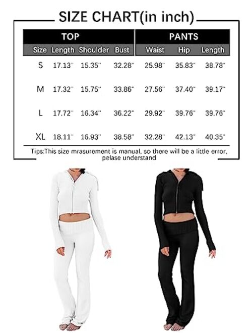 LILLUSORY 2 Piece Outfits For Women 2023 Casual Trendy Slim Fit Hooded Sweater Lounge Sets