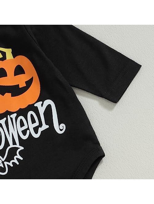 FYBITBO My First Halloween Baby Boy Girl Outfits Newborn Infant Cutest Pumpkin Romper Onesie Pants Hat Halloween Clothes Set