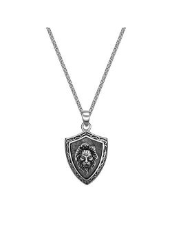 Stainless Steel Picasso Jasper Lion's Head Pendant Necklace