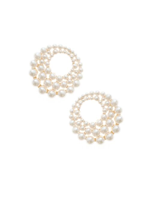 ETTIKA Blushing Imitation Pearl Earrings in 18K Gold Plating