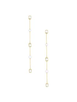 Freshwater Pearl and Glass Linear Drop Earrings