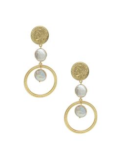 Your Majesty Coin Pearl Drop Earrings