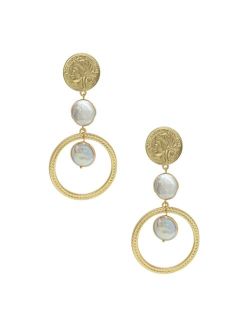 Your Majesty Coin Pearl Drop Earrings