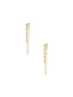 Crystal Gold-Plated Chain Dangle Earrings