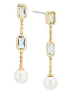 DANORI Eliot 18k Gold-Plated Cubic Zirconia & Imitation Pearl Linear Drop Earrings, Created for Macy's