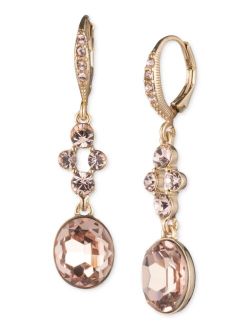 Gold-Tone Stone & Crystal Oval Drop Earrings