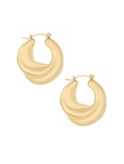 18K Gold Plated Crescent Swirl Hoops Earrings