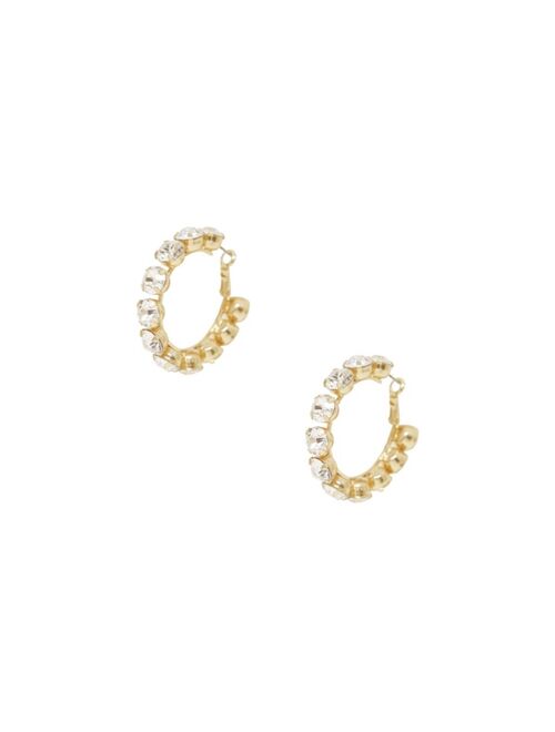 ETTIKA Small Crystal and 18K Gold Warrior Hoop Women's Earrings