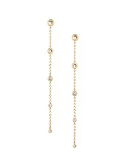Crystal Dot Linear Earrings in 18K Gold Plating