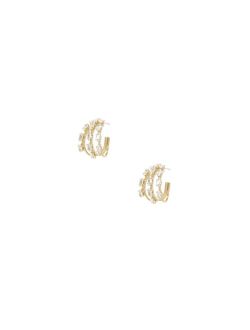 18K Gold Multi-Crystal Huggie Women's Hoop Earrings