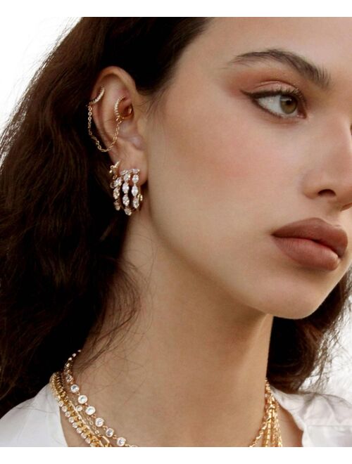 ETTIKA 18K Gold Multi-Crystal Huggie Women's Hoop Earrings