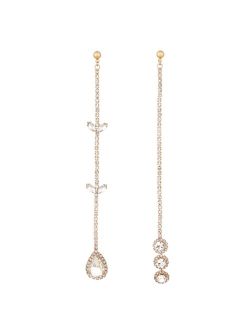 Mix It Up Crystal 18K Gold Plated Asymmetrical Earrings