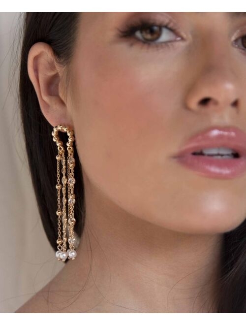 ETTIKA Imitation Pearly Gates Earrings in 18K Gold Plating