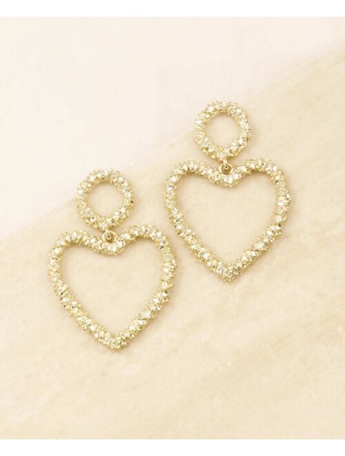 ETTIKA Gold Plated Textured Statement Heart Earrings