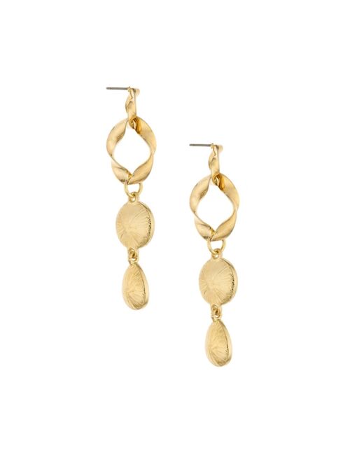 ETTIKA Crystal Dangle Earrings in Twisted 18K Gold Plating