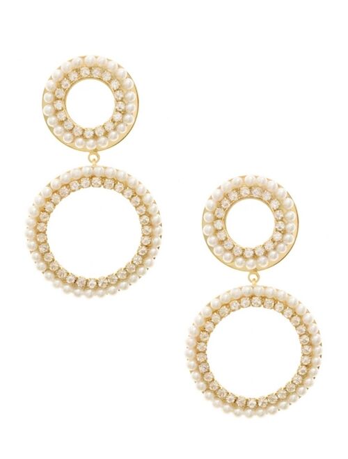 ETTIKA Crystal Imitation Pearl Double Ring Earrings
