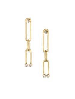 18k Gold-Plated Cubic Zirconia Linked Linear Drop Earrings