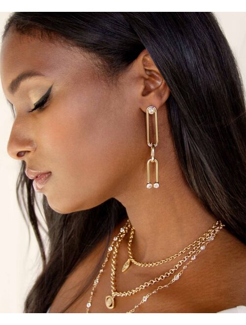 ETTIKA 18k Gold-Plated Cubic Zirconia Linked Linear Drop Earrings