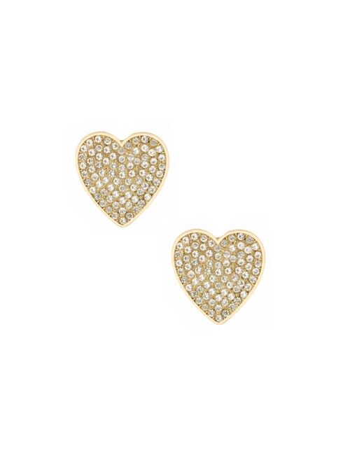 ETTIKA 18K Gold Plated Pave Crystal Heart Large Stud Earrings