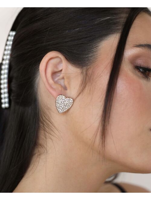 ETTIKA 18K Gold Plated Pave Crystal Heart Large Stud Earrings