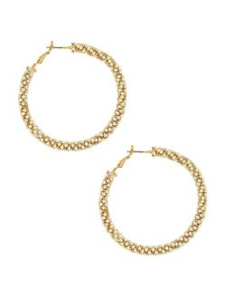Crystal Gold Plated Rope Hoop Earrings
