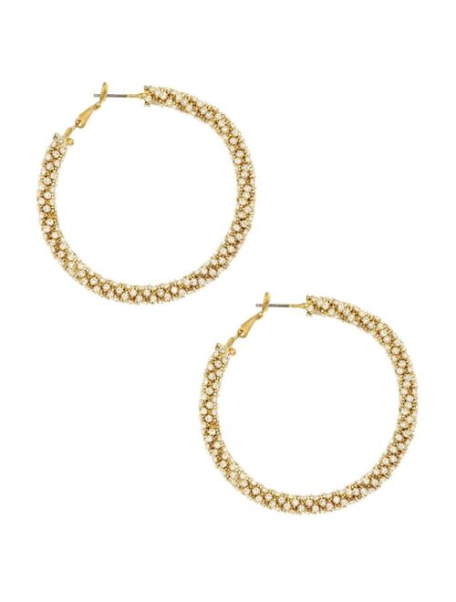 ETTIKA Crystal Gold Plated Rope Hoop Earrings