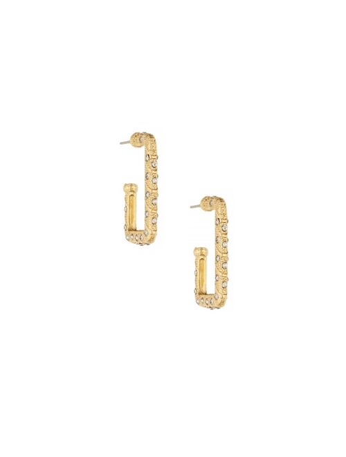 ETTIKA 18k Gold-Plated Pave-Studded Rectangle Hoop Earrings