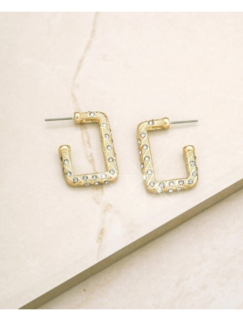ETTIKA 18k Gold-Plated Pave-Studded Rectangle Hoop Earrings