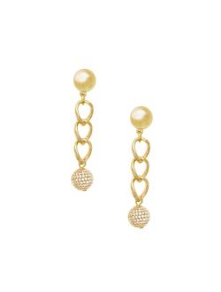 Gold Plated Chain Crystal Ball Drop Earrings