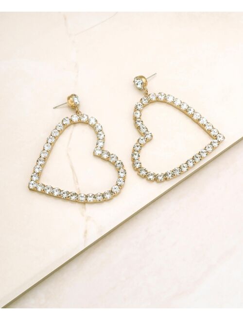 ETTIKA 18k Gold-Plated Crystal Heart Statement Earrings