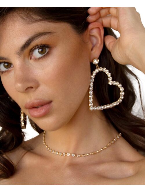 ETTIKA 18k Gold-Plated Crystal Heart Statement Earrings
