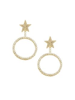 Crystal Circle Star Statement Earrings