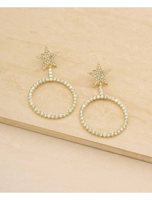 ETTIKA Crystal Circle Star Statement Earrings
