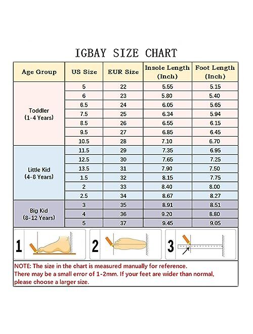 IGBAY Toddler Shoes Boys Girls Kids Cushion Sneakers Tennis Running Size 1-12 Sports Walking Footwear Lightweight Breathable