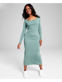 Women's Ribbed Scoop-Neck Knit Maxi Dress