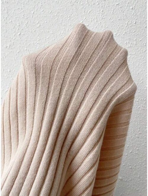 SHEIN Essnce Twist Front Ribbed Knit Sweater Dress