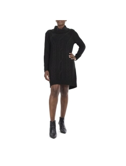 Women's Nina Leonard Cable-Knit Cowlneck Sweater Dress