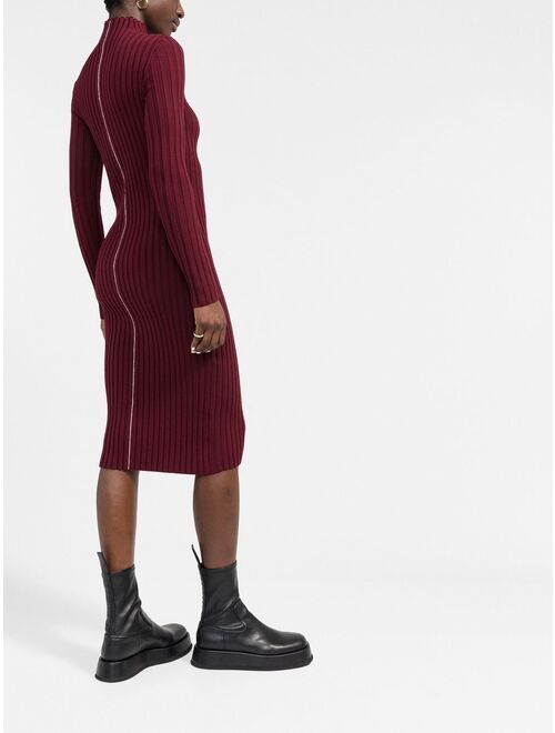 There Was One mock-neck ribbed-knit dress