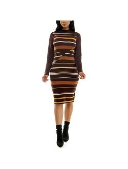 Women's Nina Leonard Ribbed Stripe Sweater Dress