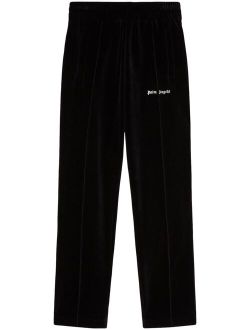 logo-print velvet track pants