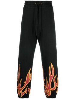 flame-detail track pants