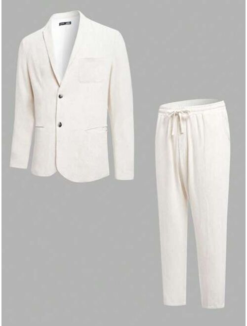 Shein Manfinity Mode Men Shawl Collar Blazer & Pants Without Shirt